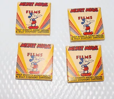 4 Vintage Early Walt Disney Mickey Mouse 8mm Film Reel Original Boxes See Descrp • $89.95