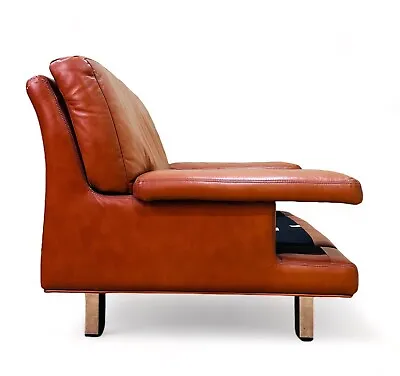 Mid Century Pieff Armchair Rare Leather And Chrome  C1970 • £495