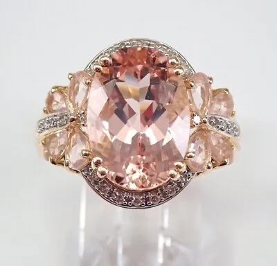 3.50Ct Oval Cut Lab-Created Morganite Halo Engagement Ring 14K Rose Gold Plated • $129.59