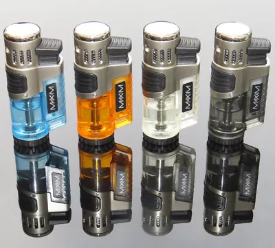 £8.99 • Buy Windproof Jet Lighter Triple Turbo 3 Flame Lighter Maxim Blue Orange Clear Grey