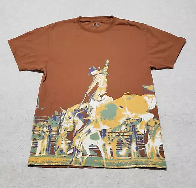 Urban Outfitters Rodeo Shirt Mens Small Brown Cowboy All Over Print Cowboy • $14.99