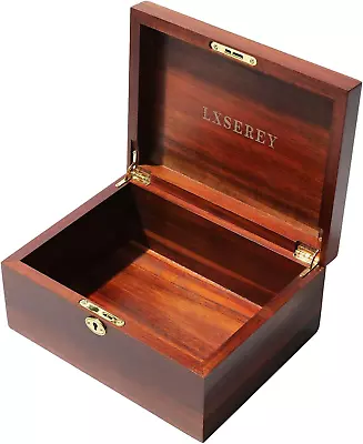 Wooden Box 100% Acacia Wood Storage Box With Lock Handmade Wooden Box With H... • $54.91