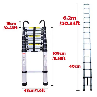 8-20FT Multi Purpose Aluminum Telescopic Ladder Folding Extension Step Non-Slip • $147.82