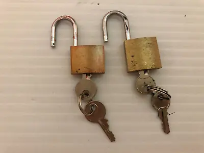 Two Vintage Metal Mini PADLOCKS With Keys • $2.99