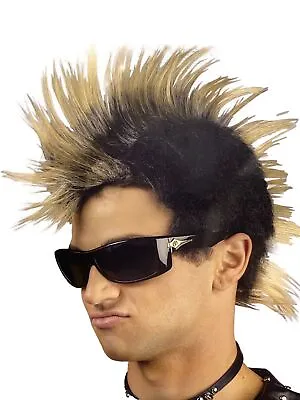 Fun World Men's Blonde Black Faux Hawk Mohawk Wig • $14.99