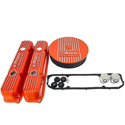 NOS Mopar 383 400 440 Valve Cover & Air Cleaner Kit - Orange Finned - Die  Cast • $425