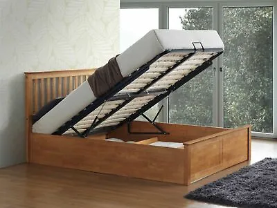 Melbourne Oak Wooden Ottoman Storage Bed 4ft6 Double Bed And 5ft King Size Bed • £379.99