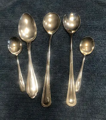 LOOK- Lot Of  5 Different Size Spoons Wallace H & T  Mfg. Co. Ep Zinc Italy • $74.99