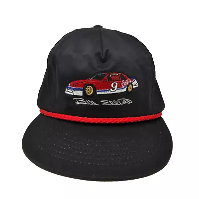 Bill Elliott NASCAR Vintage Black Embroidered Snapback Rope Hat Made In USA • $17.05