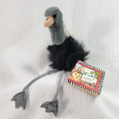 K&M International Ostrich Plush Stuffed Vintage Gray Black 7  Hanging With Tag • $4.21