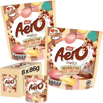 Aero Melts Chocolate Neapolitan Ice Cream Pouch 86g Bite Size Buttons • £11.99