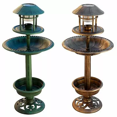 £17.99 • Buy Bird Hotel Feeder & Bath With Solar Light Garden Ornamental Birds Table Station