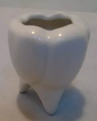 Toothpick Holder White Ceramic/Porcelain Tooth 2  Tall 1.75  Across Vintage • $16.99