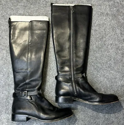 Michael Kors Arley Tall Black Leather Knee High Riding Boots Women's Size 6.5 • $27.99