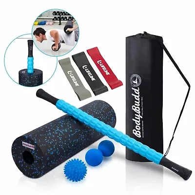 BodyBudd 18  Foam Roller Set With Muscle Roller Stick Large Peanut Ball & Firm  • $15.99