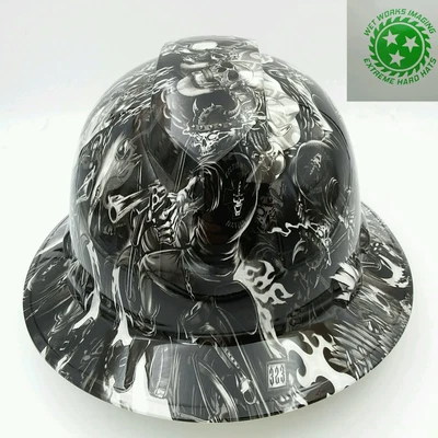 $49.99 • Buy Hard Hat FULL BRIM Custom Hydro Dipped , OSHA Approved  DEATH RIDER  !! NEW !