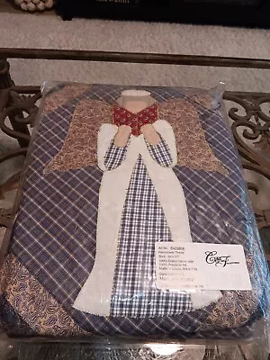 NOS VINTAGE CHRISTMAS ANGEL Handmade Quilt / Throw 50x 60  Stars Blue Plaid 1994 • $34.95