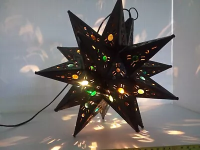 18-Point Star Light Handmade Mexican Hanging Aged Tin Star Cut With Marbles • $229.99