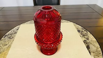 Fairy Lamp Diamond Point Glass Glimmer Candle Holder Amberina Viking Ruby Red • $65