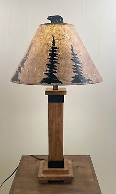 Rustic Mission Style Stained Country Cabin Table Lamp W/Pine Tree Shade • $249.95