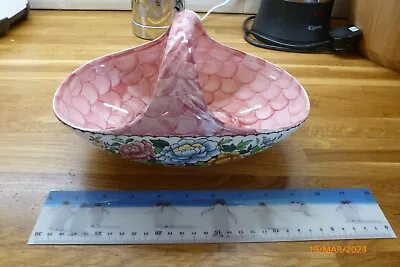 Vintage Maling Ceramic Peony Rose Lustre Basket Bowl(REDUCED) • £10