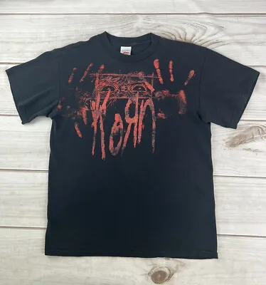 $39.95 • Buy Vintage Y2K Korn Bloody Hands T Shirt Double Sided Black Size M Tennessee River