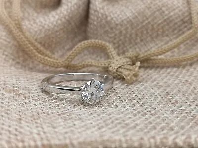 Openable Moissanite Solitaire Ring In Platinum Overlay Sterling Silver Size O • £35.99