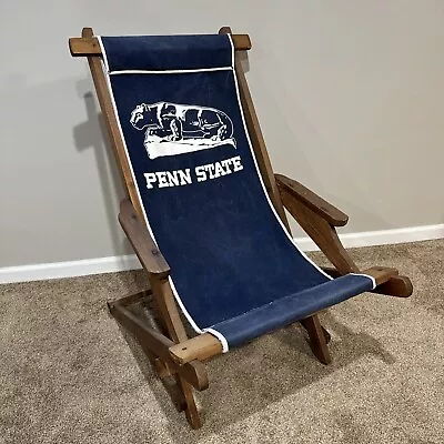 Vintage Penn State Nittany Lions NCAA Wood Canvas Rocking Folding Sling Chair • $199.99