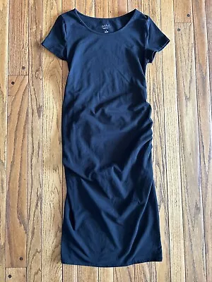 Isabel Maternity Black Size Small Long Short Sleeve Ruched Stretch • $8.99