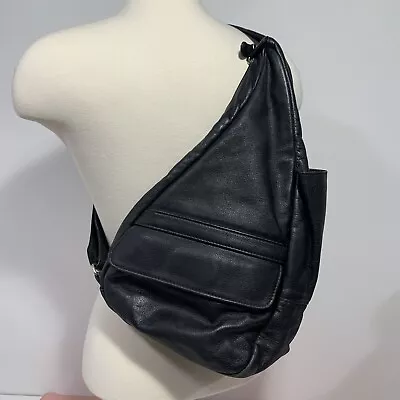 Ameribag Healthy Back Bag Black Leather Large Crossbody Sling  • $36
