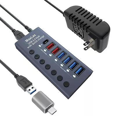 Aluminum 7 Ports USB 3.0 Hub With Charging Function 36W 12V/3A Power AdapterI... • $30.17