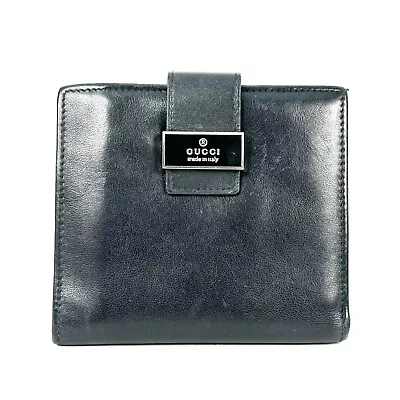 GUCCI Wallet Bifold Wallet Black Leather X03-0098 • $99.99