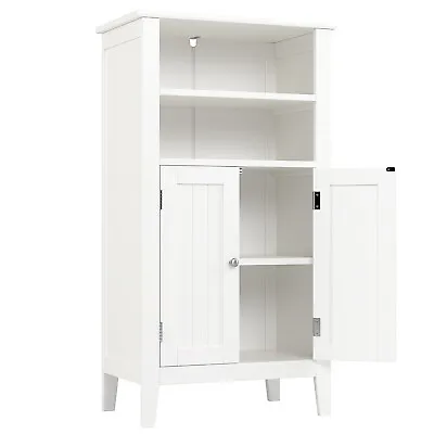 £45.99 • Buy Bathroom Storage Cabinet Floor Cupboard Wooden Storage Unit With Doors Shelves