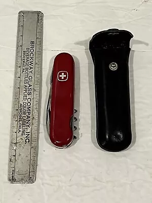 Collectible Red Victorinox Swiss Army Serrated Weekender Knife Ciba -Geigy Case • $22