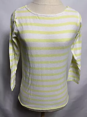 I Love H81 Women Strip Long Sleeves Top Sz M Yellow/white • $9.99