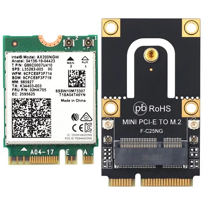 3000Mbps Mini PCI-E WiFi 6 Card 802.11AX Intel AX200 Wifi Bluetooth 5.1 Adapter • $16.99