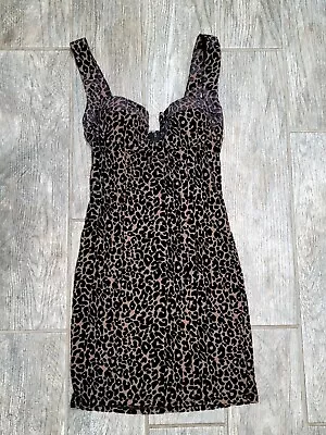 Forever 21 Knit Velvet Leopard Print Bodycon Mini Mob Wife Goth Dark Romantic S • $23.55