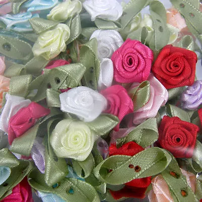 £5.95 • Buy Card Toppers X 100 Satin Roses Rose Buds Rosebuds Wedding Flowers Decoration 