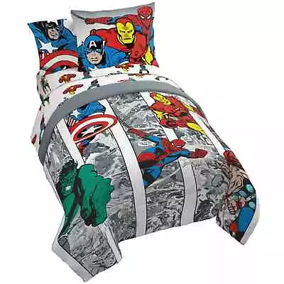 MARVEL AVENGERS Twin Comforter Sheets Sham & Pillow Set With Accent Pillow • $56.98