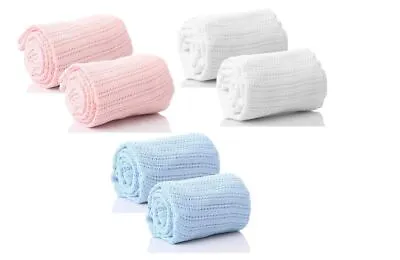 £6.50 • Buy Baby Cellular Blanket 70 X 90cm Newborn Crib Buggy Pram 100% Cotton