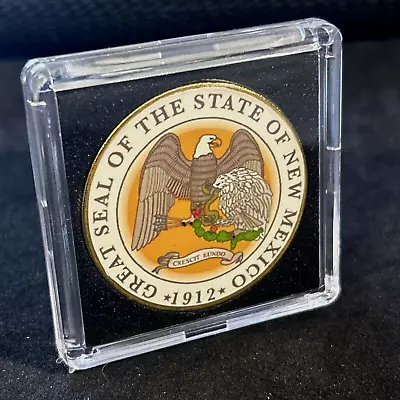 NEW MEXICO (NM) 1912 State Seal Challenge Coin Colorized USA CASE INCLUDED! NEW! • $13.98