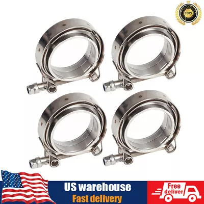 $46.99 • Buy 4X 2.5  Inch V-Band Flange&Clamp Kit For Turbo Exhaust Downpipes Stainless Steel
