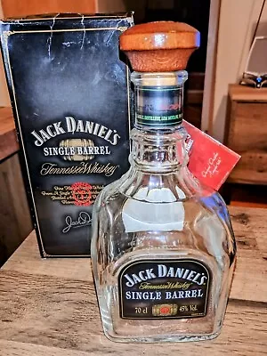 Jack Daniels Single Barrel Empty Bottle Wooden Cork Top Numbered Bottle 21/01/02 • £40