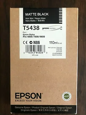 Genuine Epson 4000/7600/9600 Matte Black Ink 110ml T5438 • $19.43