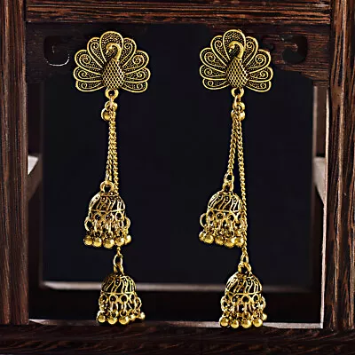 Vintage Ethnic Gypsy Bell Drop Stud Retro Earrings Jhumka Wedding Indian Jewelry • $2.49