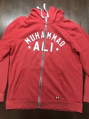 Under Armour Roots Of Fight Muhammad Ali Full Zip Red Hoodie Loose Fit Men's Med • $90