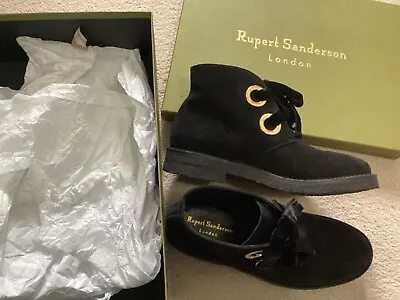 £115 • Buy Stunning 🤩 Rupert Sanderson Camoscio Black Suede Boots Velvet Laces Eu 38, Uk5