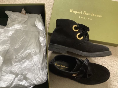 £115 • Buy Stunning 🤩 Rupert Sanderson Camoscio Black Suede Boots Velvet Laces Eu 38, Uk5