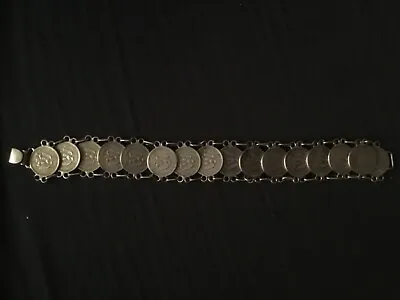 Vintage Mexico Silver Coin Bracelet   Weigh's 1.20 Oz. • $8520