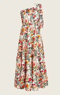 J. Crew Size Large One Shoulder Cotton Beach Dress Vintage Floral Maxi Length • $38